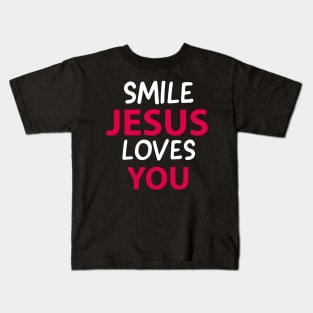 Smile Jesus Loves You Motivational Christians Quote Kids T-Shirt